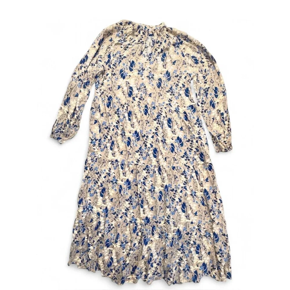 A New Day Women’s Long-Sleeve Mock Neck Floral Print  3 Tiered Maxi Dress – XS